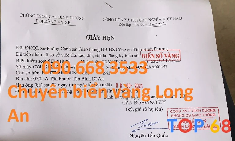 dich vu doi bien so vang nhanh chong tai long an nhanh chong 