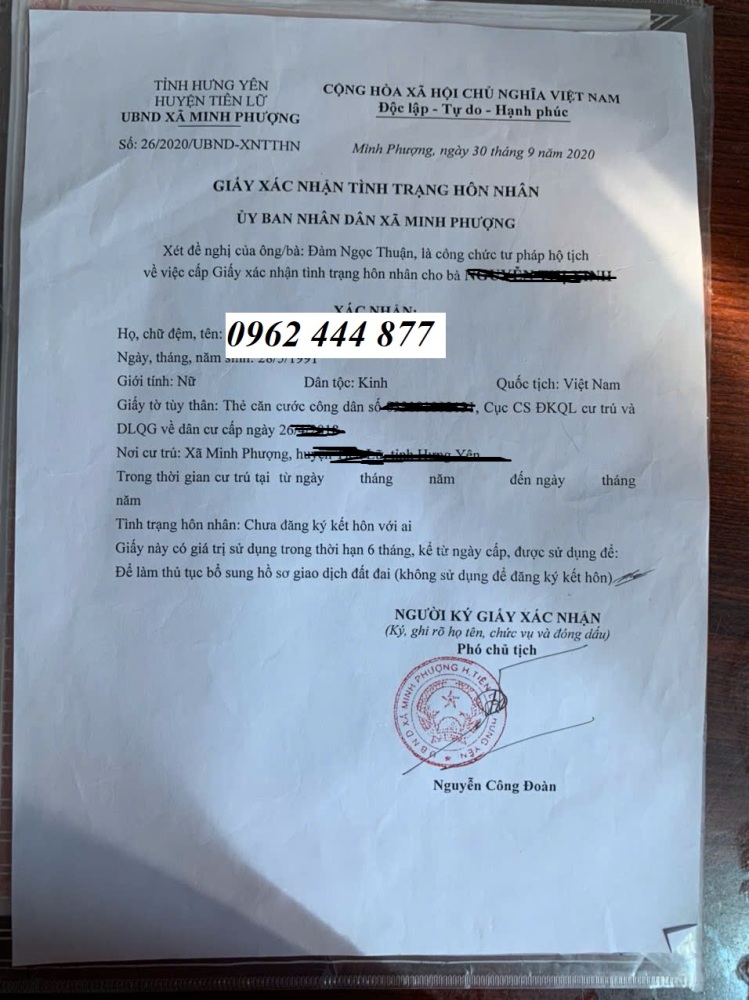Cấp giấy độc thân ở Cần Thơ