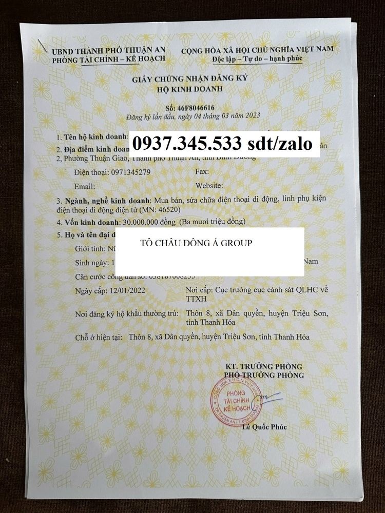 Cấp đăng ký kinh doanh cho hộ kinh doanh cá thể khu vực Bình Định